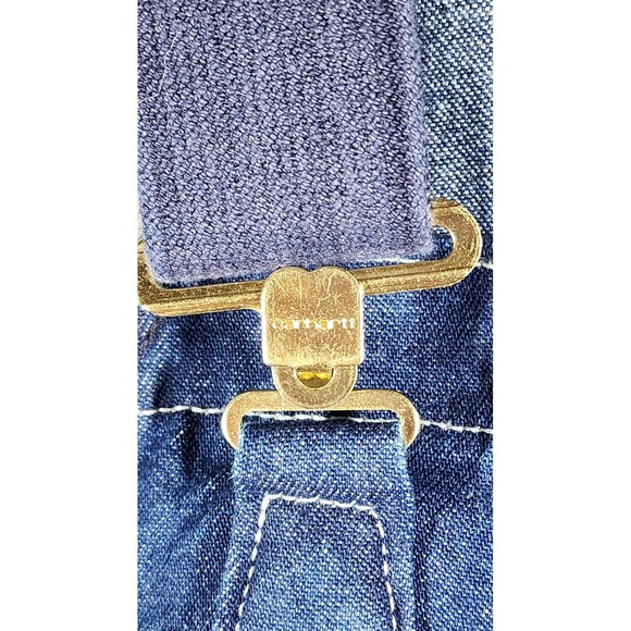Vintage Carhartt Denim Bib Overalls Mens 32 Blue Workwear Carpenter Utility - Picture 11 of 16